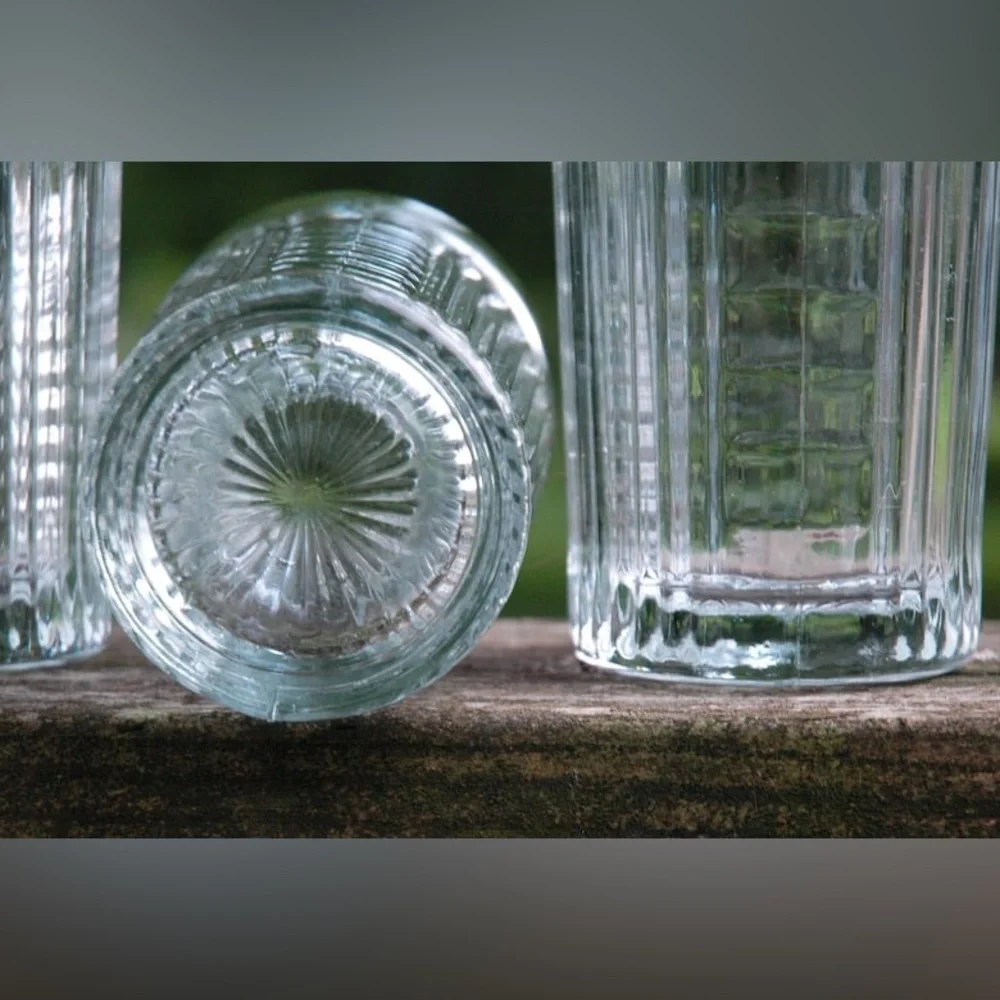 Libbey 'Radiant' Criss Cross Vertical Cut Heavy Vintage 16 0z Tumblers-Set of 4